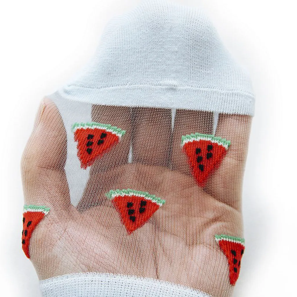 Women Casual Summer Fashion Transparent Silk Fruit Print Socks Short Cute Sock 2020 new Women Casual Summer Fashion Transparent Silk Fruit Print Socks Short Cute Sock 2020 new