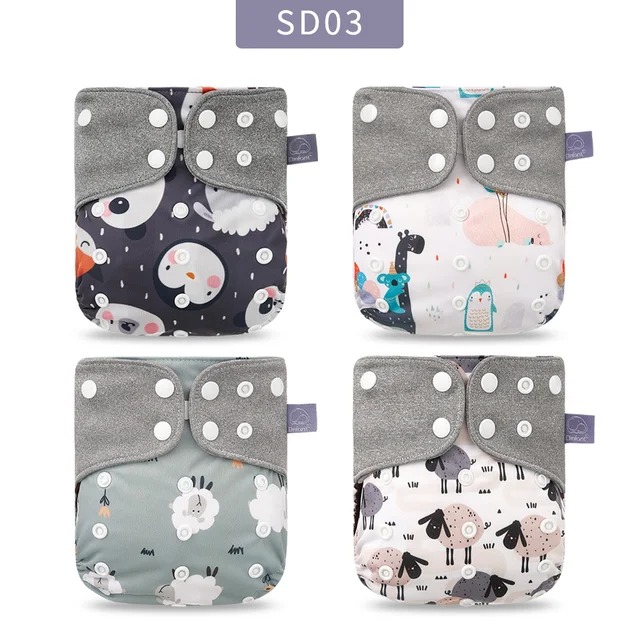 Elinfant Panties Baby Diapers Reusable Nappies 4 Pcs/Set New Fashion Style Mother Kids Waterproof  Pocket Diaper All In One Size SD03-only diaper