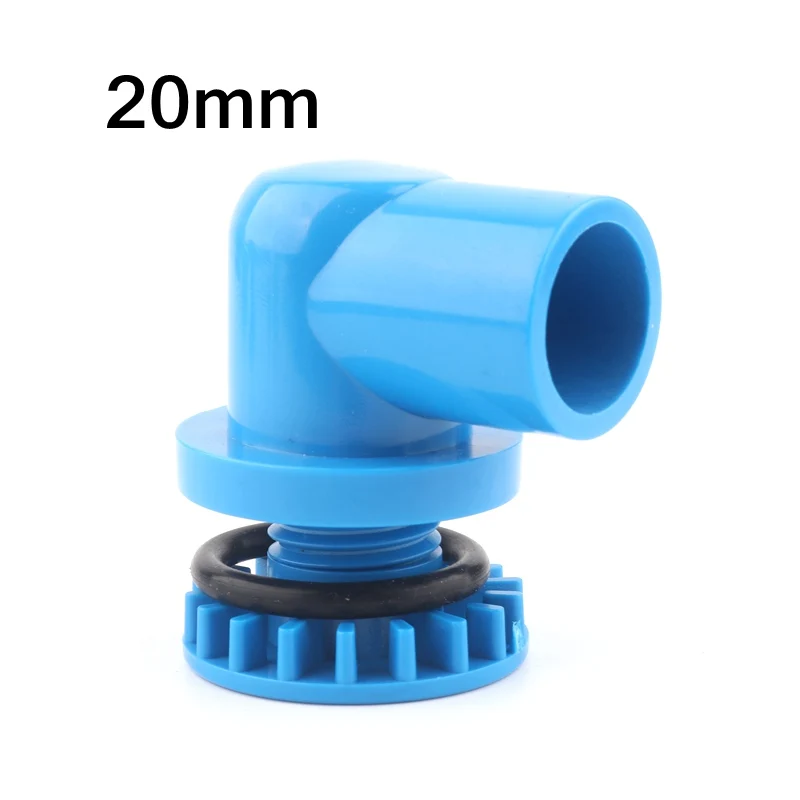 1pc PVC 20mm 25mm Fish Tank Connector Aquarium Elbow Straight Joint Water Tank Drainage Aquarium Water Inlet Outlet - Цвет: 25mm Elbow(Blue)