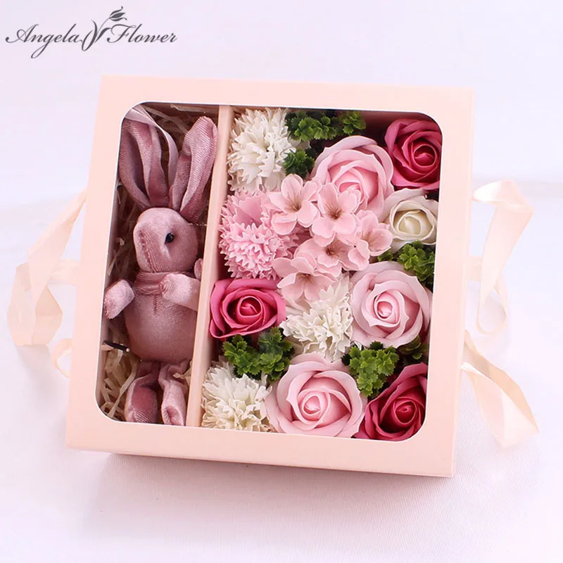 PRETYZOOM 1 Box Artificial Soap Carnation Flower Gift Box Mother's Day Flower Gift Anniversary Supplies