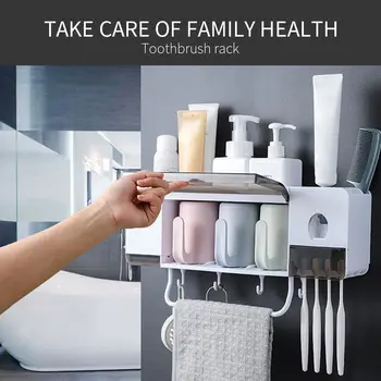 

Toothbrush Organizer Toothpaste Dispenser Multi-Functional Space Saving ABS Toothbrush Holder Automatic Toothpaste Dispenser