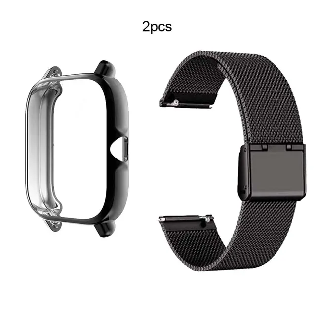 Bracelet Protective Case For Xiaomi Amazfit GTS 2 Mini 3 2e Bip S Lite U Pro Strap Stainless Steel Band Touch Screen Protector Black