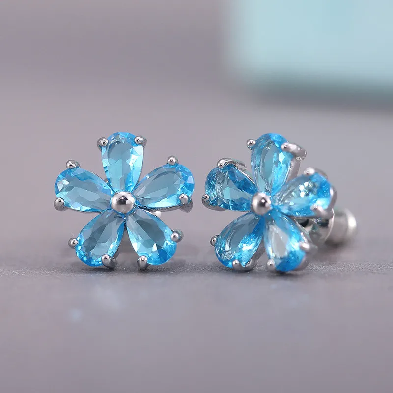 Fashion Simple Flower Zircon Earrings for Women Ear Jewelry Female Accessories Sweet Colourful Crystal Wedding Earring New | Украшения и