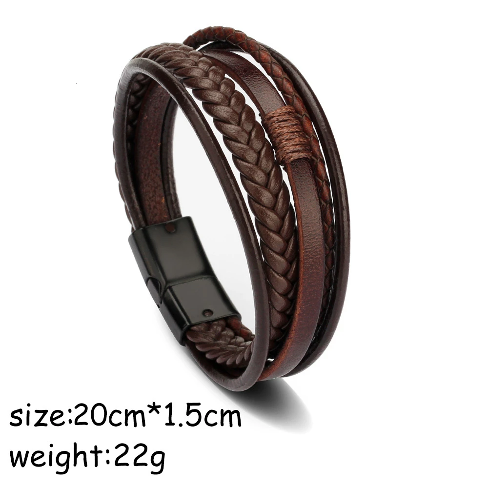 Wrap Multilayer Genuine Leather Bracelet Braided Rope Men/'s Fashion Jewelry WT