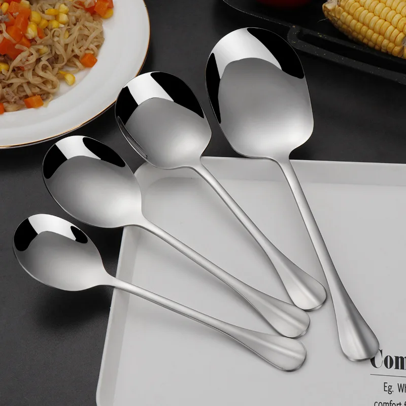 Serving Spoon Thicken Kitchen Dinner Dish Soup Rice Western Restaurant Bar Public Large Stainless Steel Round Head Buffet