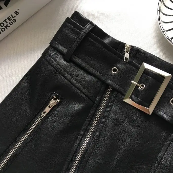 2020 New Style Small Leather Skirt Skirt Pu Autumn and Winter High Waist Bag Hip Skirt Zipper Waistband A- line Womens Skirt
