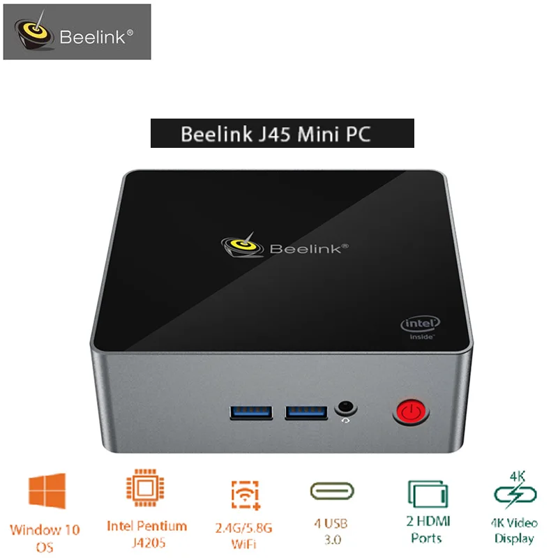 

Original Beelink J45 Mini PC Intel Apollo Lake Pentium J4205 2.4GHz 5.8GHz WiFi BT4.0 Support 4K H.265 1000Mbps Wins 10 Mini PC