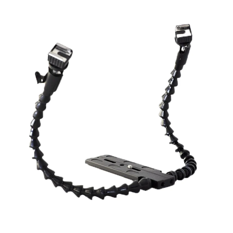 Flexible Arm Support Flip Flash Stand macro stand mount double head flash base with 1/4 inch Screw for Canon MT-24EX tripod