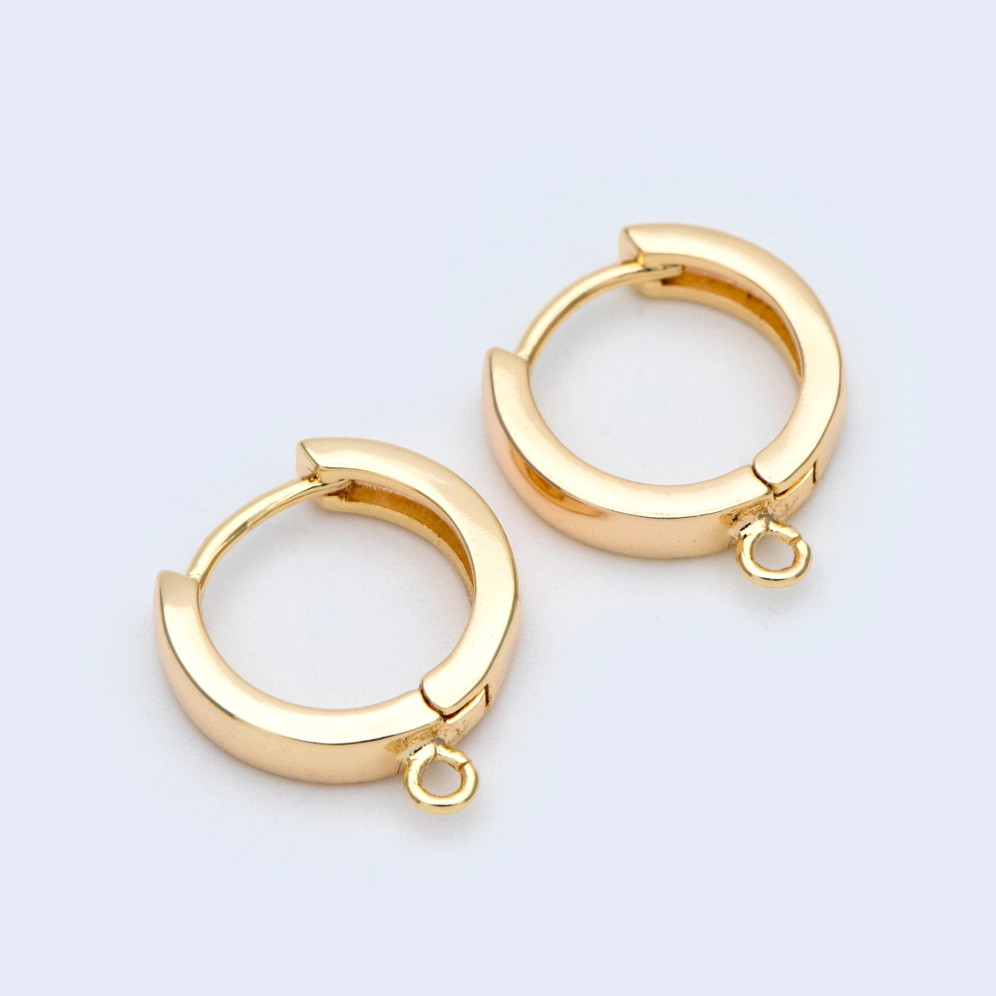 

10pcs Round Hoop Earrings 12/14/16mm, Gold/ Silver/ Rose Gold, Huggie Earring Findings, Leverback Earwire Hooks (GB-989)