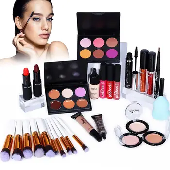 

Make Up Sets Cosmetics Kit Eyeshadow Lipstick Eyebrow Pencil Lip Gloss Makeup Brush Powder Puff Makeup Cosmetic With Makeup Bag