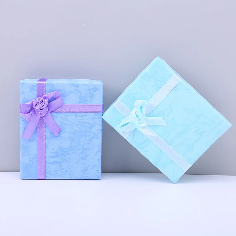 12pcs Paper Jewelry Box Cardboard Gift Boxes for Ring Necklace Earring Women Jewelry Packaging Display with White Sponge 7x9cm