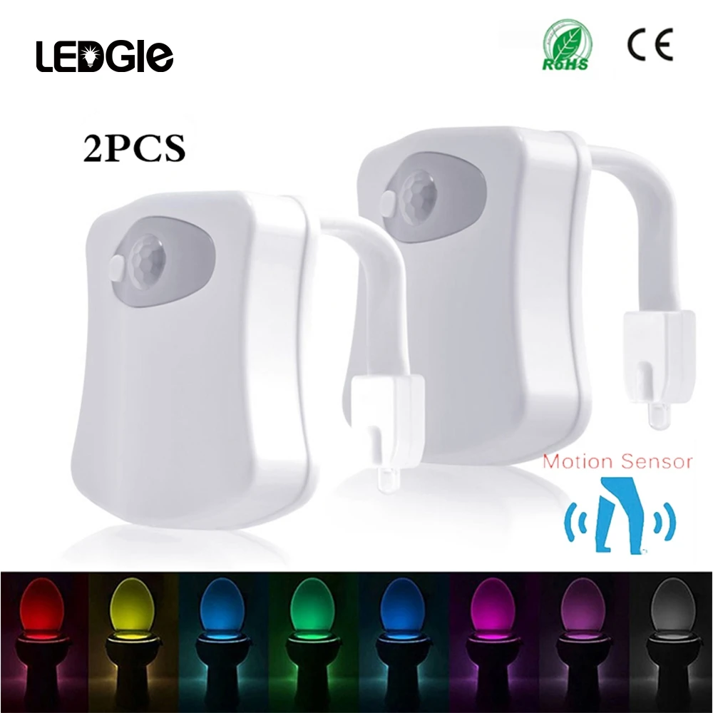 Светодиодный GLE 2 шт. 8 цветов меняющийся Авто RGB PIR Туалет светильник светодиодный ночной Светильник датчик движения сиденье лампа человека водонепроницаемый для ванной комнаты