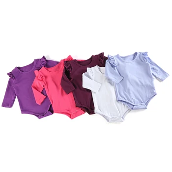 

Newborn ruffle Infant Baby fall and winter Girl Clothes blank flutter long Sleeve Romper Brife onesie Sunsuit bodysuits