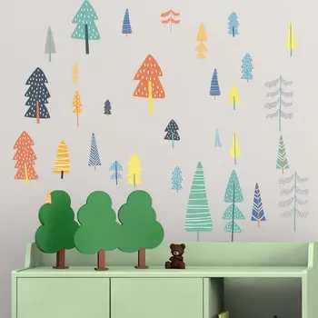 

Tofok Nordic Style Forest Tree Colorful DIY Wall Sticker For Kids Room Living Room Nursery Fridge Vinyl Art Decals Home Decor