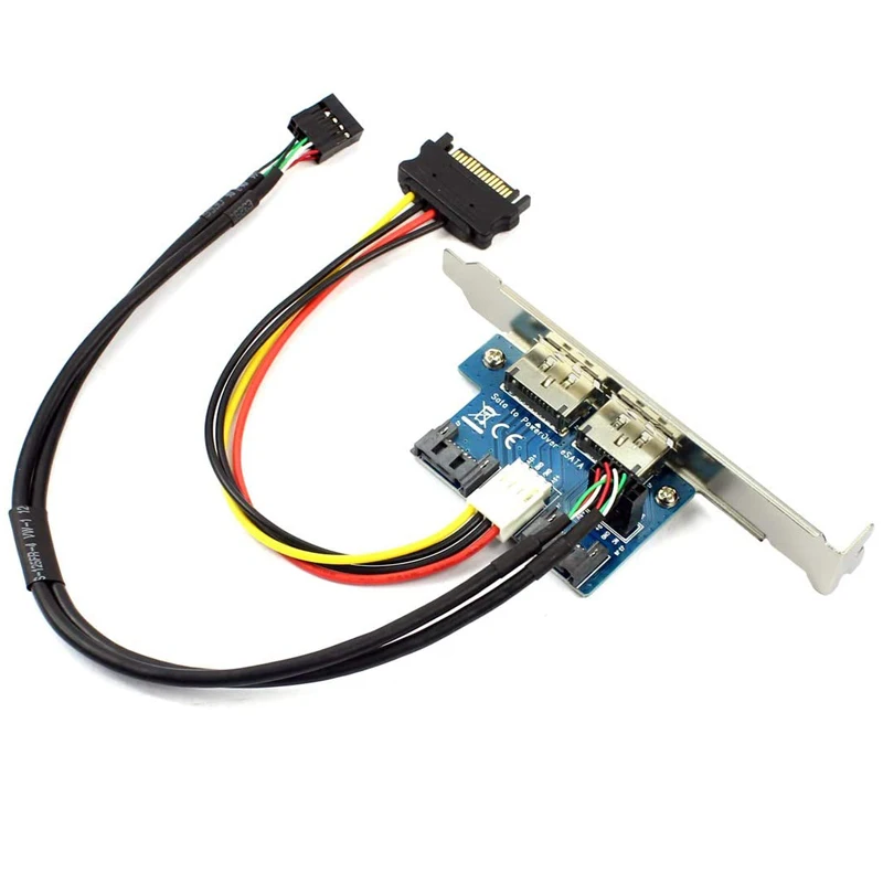 Placa de Expansão Esata Portas Duplas Sata para Essmd Power Over Esata Placa Mãe x Sata e Usb 2.0 Expansor com Capa para pc Cartões para acréscimos - Imagem 4