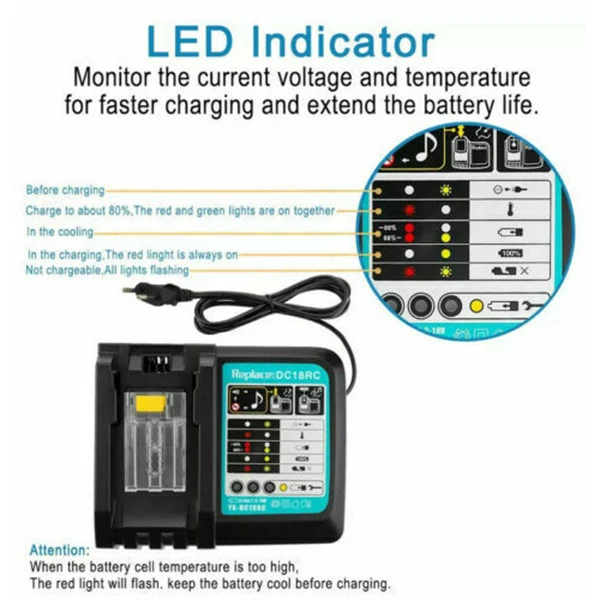 Быстрое зарядное устройство 14,4 В/18 в DC18RA \ RC 3A Быстрая зарядка для Makita BL1815 BL1830 DU55