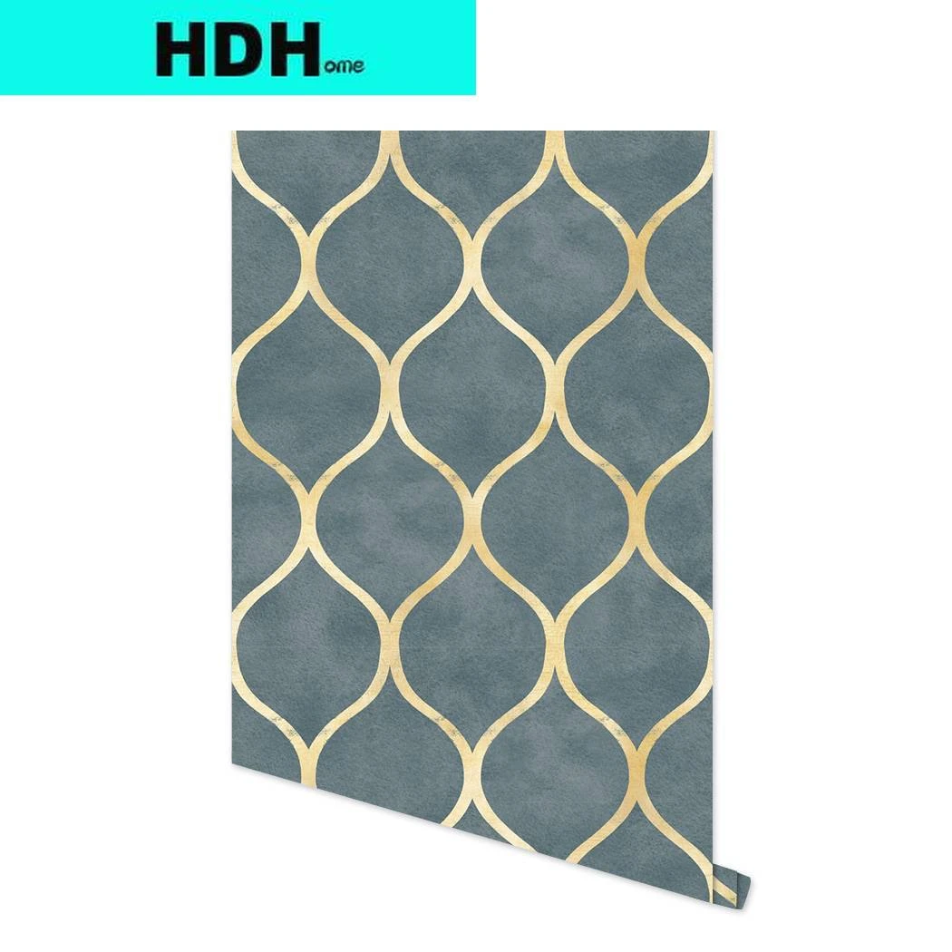 Modern Golden Striped Self Adhesive Wallpaper Circle Peel And Stick