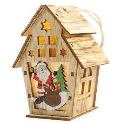 Деревянный дом рождественская ель подарок детский шнурок прочный с легким подвесом DIY Украшение двойная крыша старый человек портативный