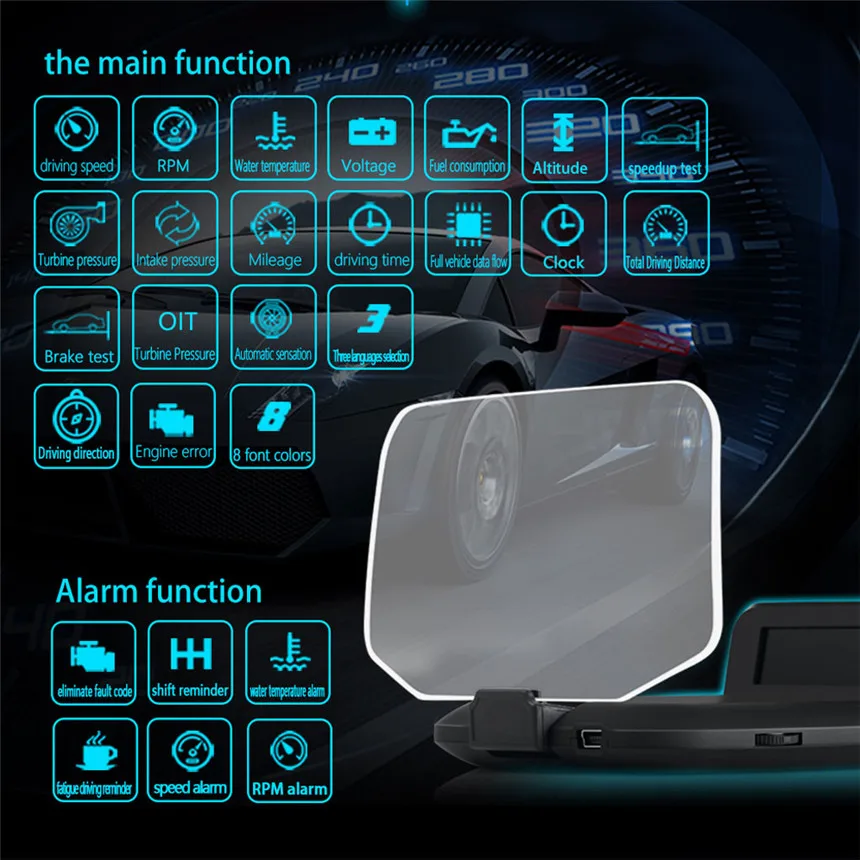 CARPRIE C1 HD цветной ЖК-дисплей Автомобильный HUD Дисплей OBD2 II+ gps головной дисплей