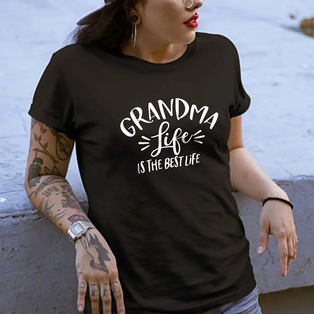 QIM женская футболка с принтом Женская мода круглым вырезом буквенным Grandma
