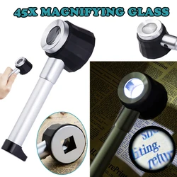 Handheld 45X Folding Metal Magnifiers Loupes Linen Tester Cloth Thread Counter Magnifier Magnifying Glass With Light Calibration
