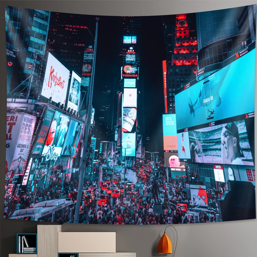 Tokyo Metropolitan nightlife tapestry Japanese wall hanging bedroom home decor Bohemian decorative Hippie printed sheet tapestry decor