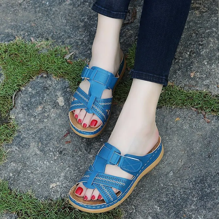 

2019 summer new European and American large-code flat-bottom women's casual cool mop zapatos de mujer slippers women