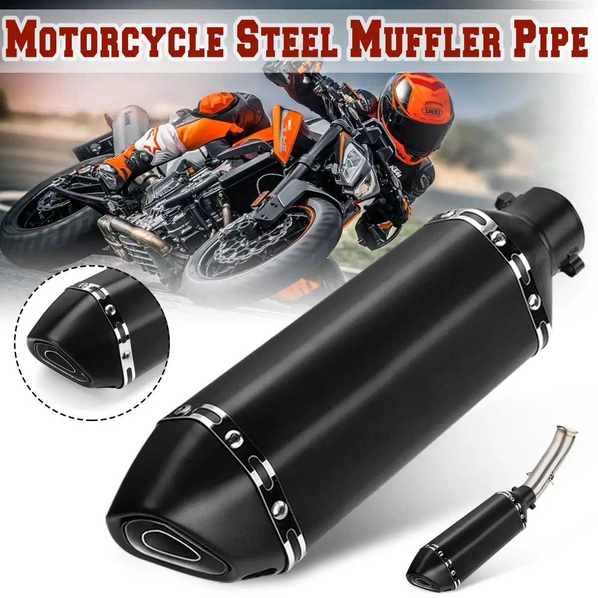 

51mm Motorcycle Mororbike Exhaust Muffler + Middle Pipe Exhaust System For KTM DUKE 125 250 390 2017-2018