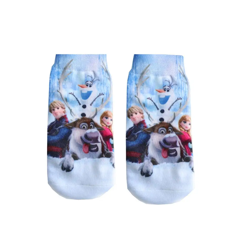 4pair/bag New Anna Elsa Cars3 Cotton Boys Girls Socks 3D Princess Print Socks Kids Cartoon Children Kids Funny Socks 6