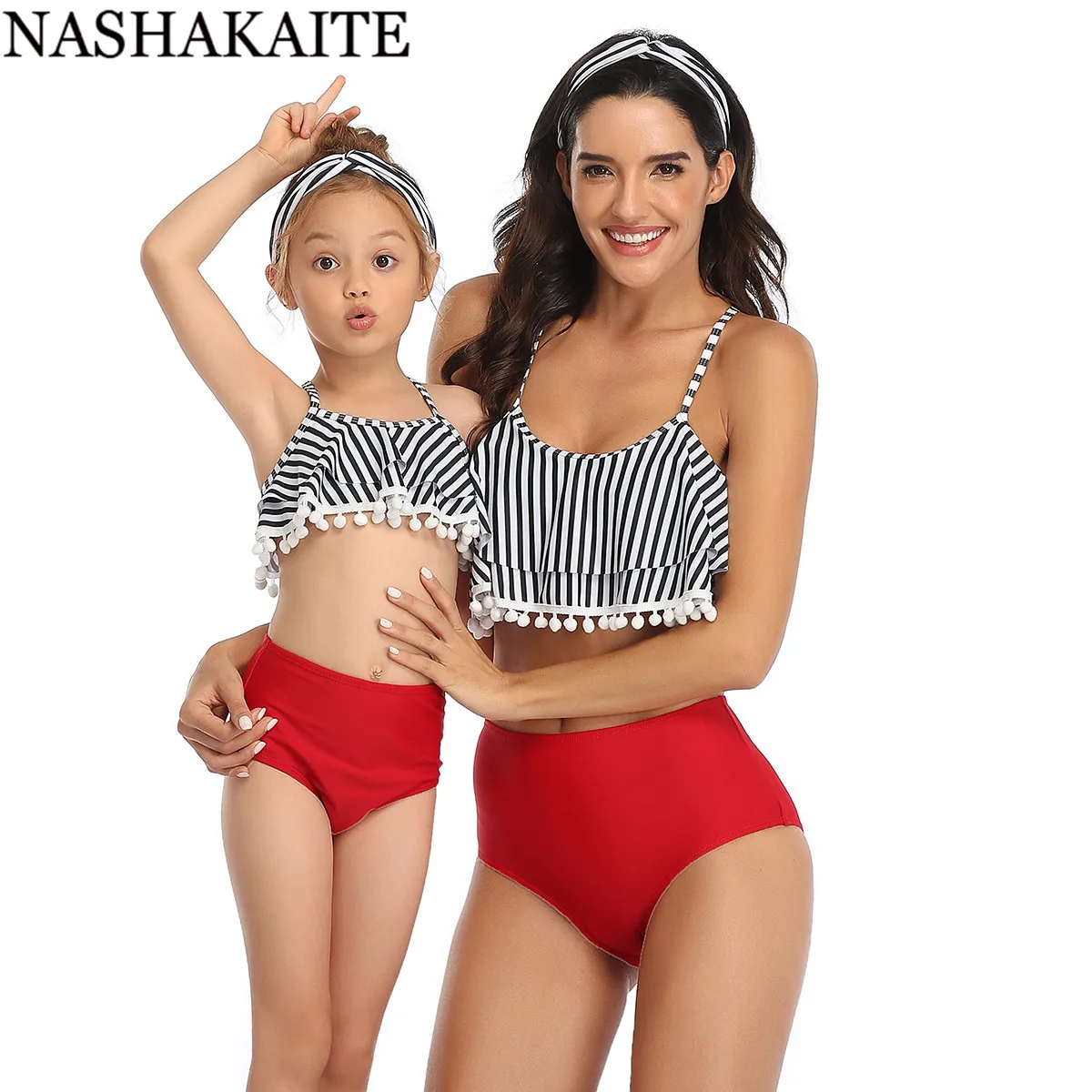 Купальник NASHAKAITE Mommy and me купальник в полоску с кисточками бандажный бикини летняя