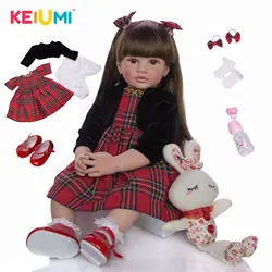 KEIUMI модные длинные волосы принцессы Boneca 60 см мягкие Reborn Baby Doll Силиконовые элегантный детский приятель для детского дня