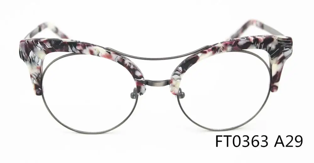 floral purple Belight, оптические женские очки с бамбуковым узором, кошачий глаз, Ретро стиль, Ретро стиль, очки по рецепту, оптическая оправа для очков, очки FT0363 - Цвет оправы: floral purple