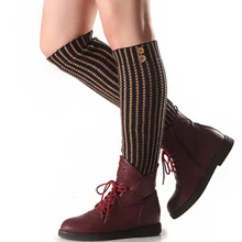Женские зимние теплые гетры, вязаные длинные носки, Высокие гольфы для девочек, модные вязаные носки с пуговицами