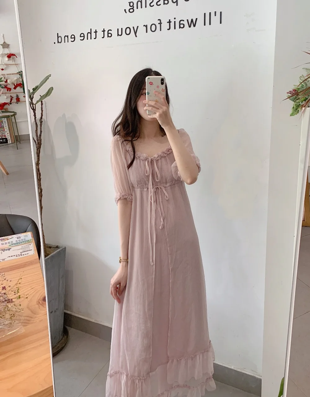 Gentle vintage lace fairy dress 2020 summer apploques pearlescent shimmering Tencel flower two piece woman dress free shipping