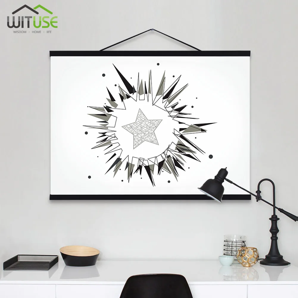 Solid Wood Hanging Scrolls Magnetic Light Wood Frame Hanger for Photo Picutre Canvas Art print Wall Hanging Poster Frame 21-60cm