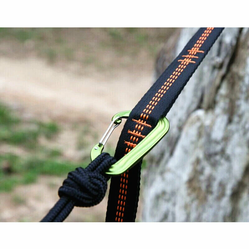 2Pcs Barbed Black Outdoor Camping Hammock Straps Hammock Straps Special Reinforced Polyester Straps 5 Ring High Load-Bearing