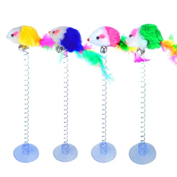 

Funny Cat Toys Metal Wire Spring Mouse Cat Toy Colored Feathers Cat Toys Chuck Funny Cat Rod