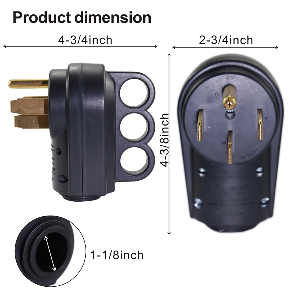 50AMP RV Receptacle Plug Electrical Plug Adapter With Handle Male Plug
