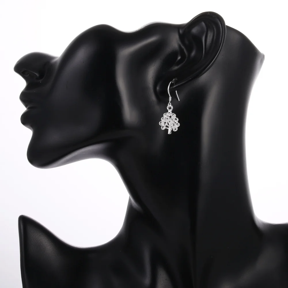 Серьги подвески в виде дерева Рождества женские ажурные ювелирные украшения для