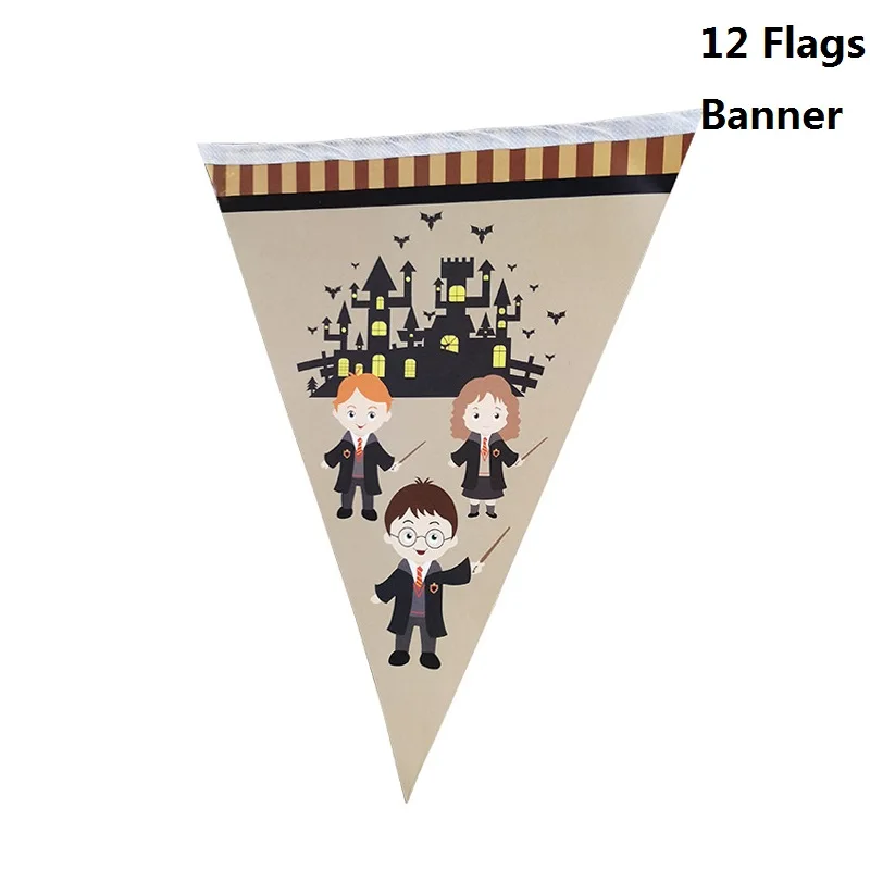 Мультяшные Волшебные тематические баннеры с днем рождения, гирлянда, Настенная гирлянда, украшение для торта, украшения для детского дня рождения - Цвет: 12flags banner