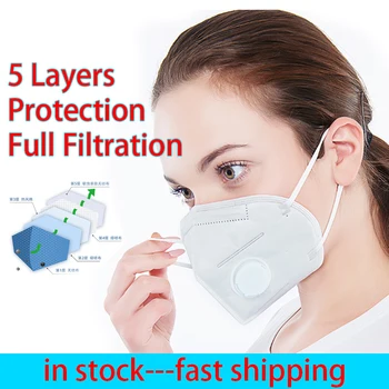 

10pcs/pack Five layers with Meltblown Face Mask PM2.5 Anti-fog Strong Protective Mouth Mask Respirator Reusable