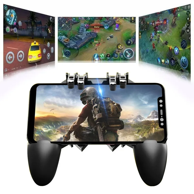 AK66 Six Finger All-in-One PUBG Mobile Game Controller Gamepad Metal Trigger Shooting Free Fire Gamepad Joystick For IOS Android