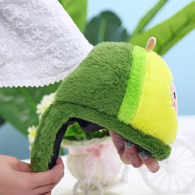 1PC Fruit Avocado Plush Slippers Animals Indoor Floor Shoes Big Kids Girls Stuffed Cartoon Slippers Anti-slip Dot Sole