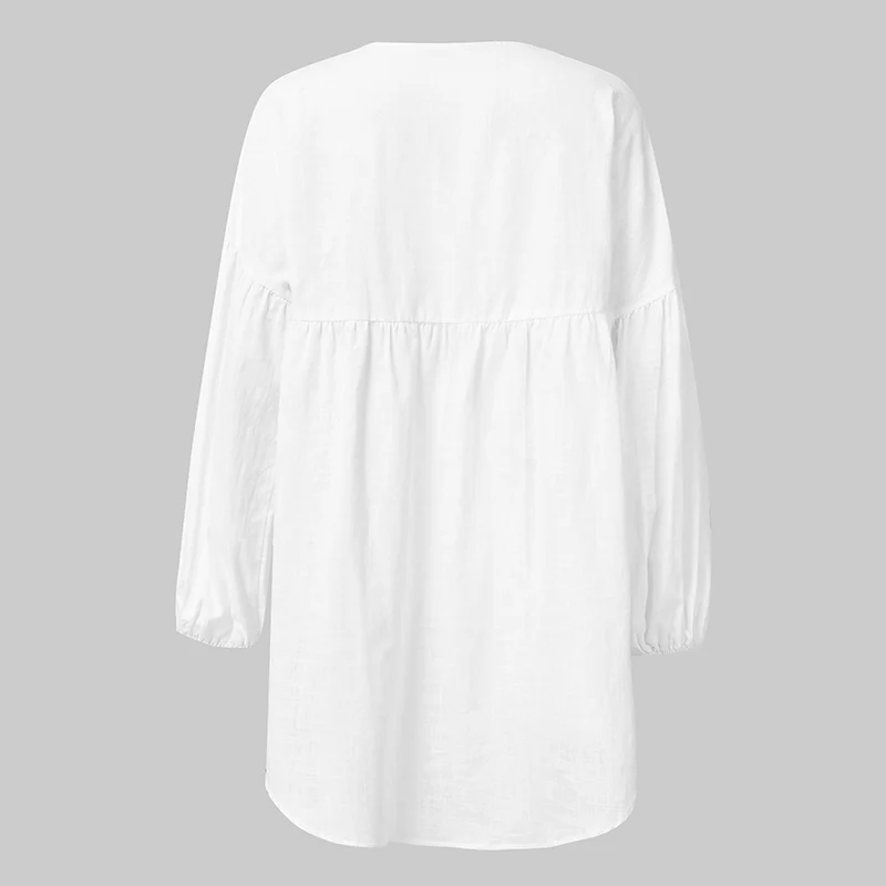 Women Fashion Lantern Sleeve Blouse Celmia Plus Size Solid Sexy V-Neck Pleated Shirt Casual Loose Top Elegant Asymmetrical Blusa