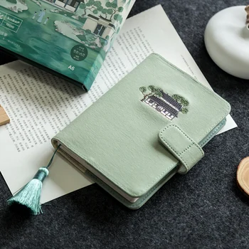 

Kinbor New Hand Notebook A6 Hand Book Ancient-Style Notebook Cloth Efficiency Manual Grid Record Book Planner Tianyi Pavilion