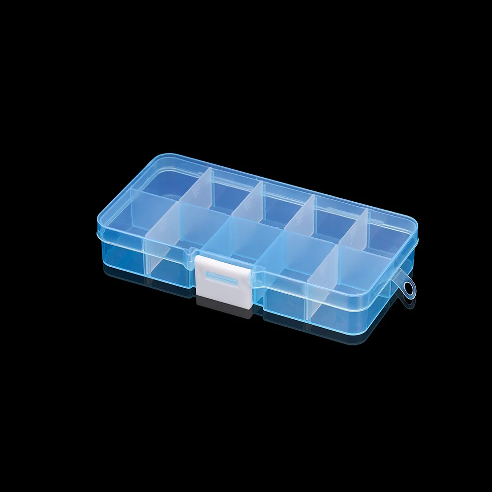 10 Slots Plastic Storage Jewelry Box Compartment Adjustable Container for Beads Earring Box Jewelry Rectangle Box Case 12 Color