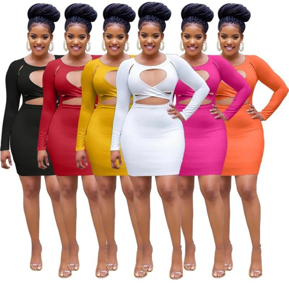 Sexy Cut Out Chest Bodycon Dress Women Long Sleeve Mini Dress Autumn And Winter Club Outfit Hollow Out Bandage Dress Streetwear Dresses Aliexpress