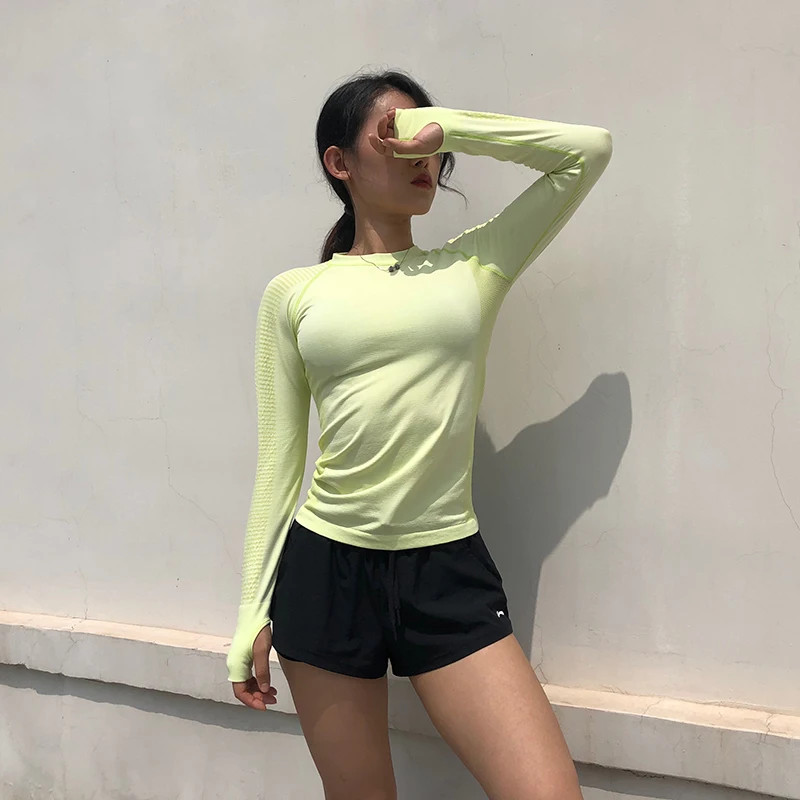 Gutashye, сексуальные женские спортивные рубашки с буквенным принтом, одноцветные, высокоэластичные, для спортзала, йоги, для бега, дышащие, футболки с длинным рукавом