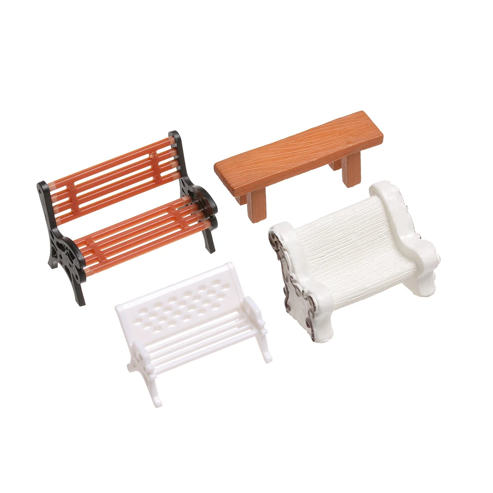 1 пара миниатюрный скамья табуреты микро пейзажи стул из смолы ремесел бонсай из суккулентов Кукольный дом парковый стул фигурки домашний декор