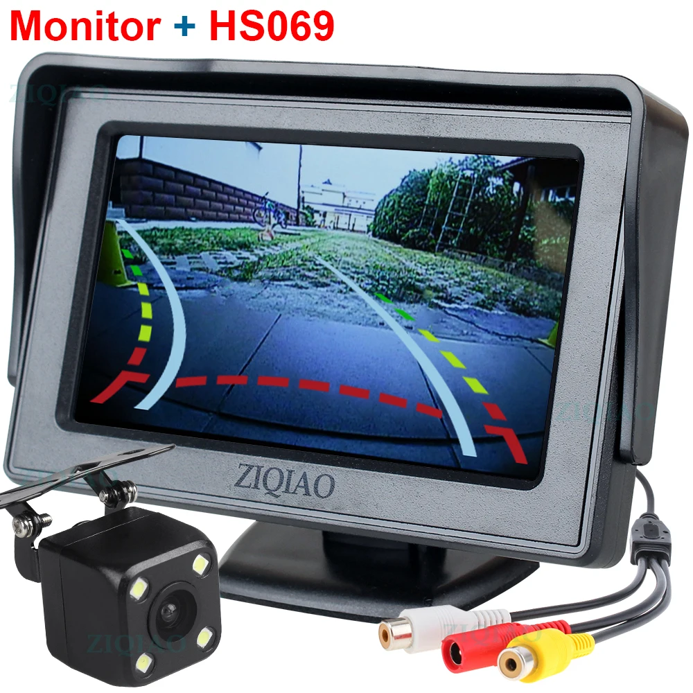Автомобильный монитор 4,3 дюймов TFT lcd дисплей динамическая парковочная дорожка камера заднего вида автомобильная система мониторинга заднего вида - Цвет: P01-HS069